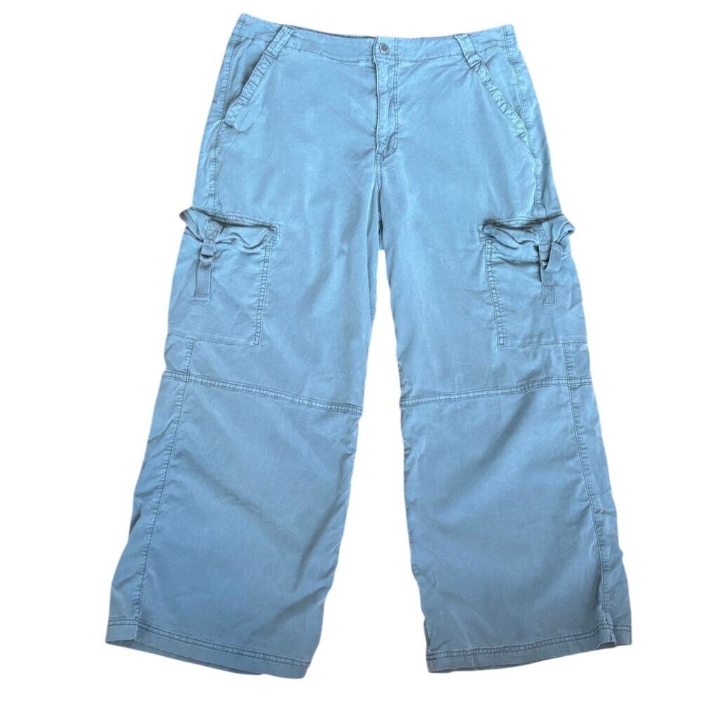 American Eagle Super High Rise Baggy Wide Leg Pants Cargo Green Plus Size